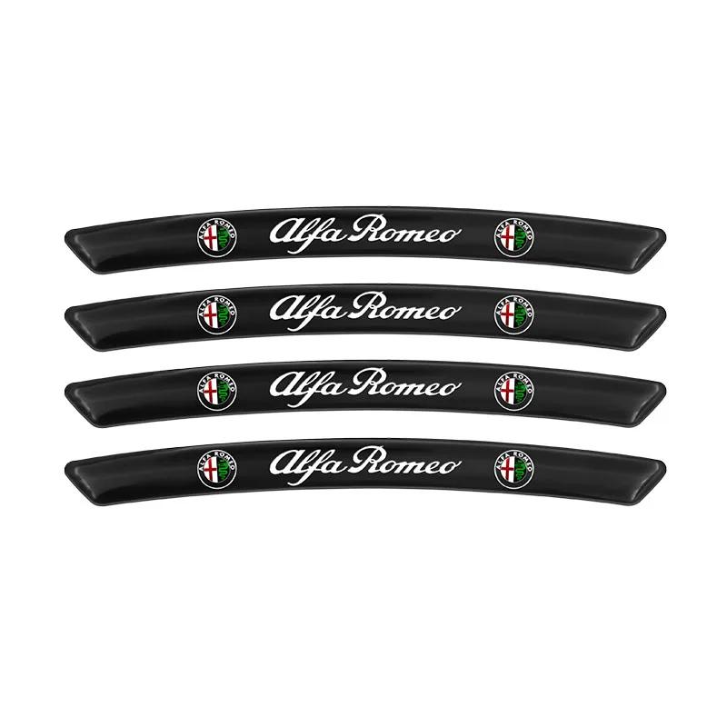

4pcs Car styling Wheel Aluminum Sticker Auto Stickers for Alfa Romeo Giulia Stelvio Brera 147 156 159 166 Giulietta Mito Tonale