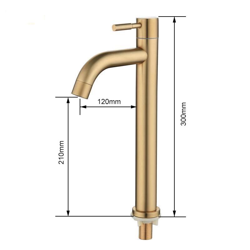 Golden Cold Water Tap Stainless Steel Faucet Cold Water Bathroom Washbasin Faucet Tap Kitchen Bathroom Accessories High Quality