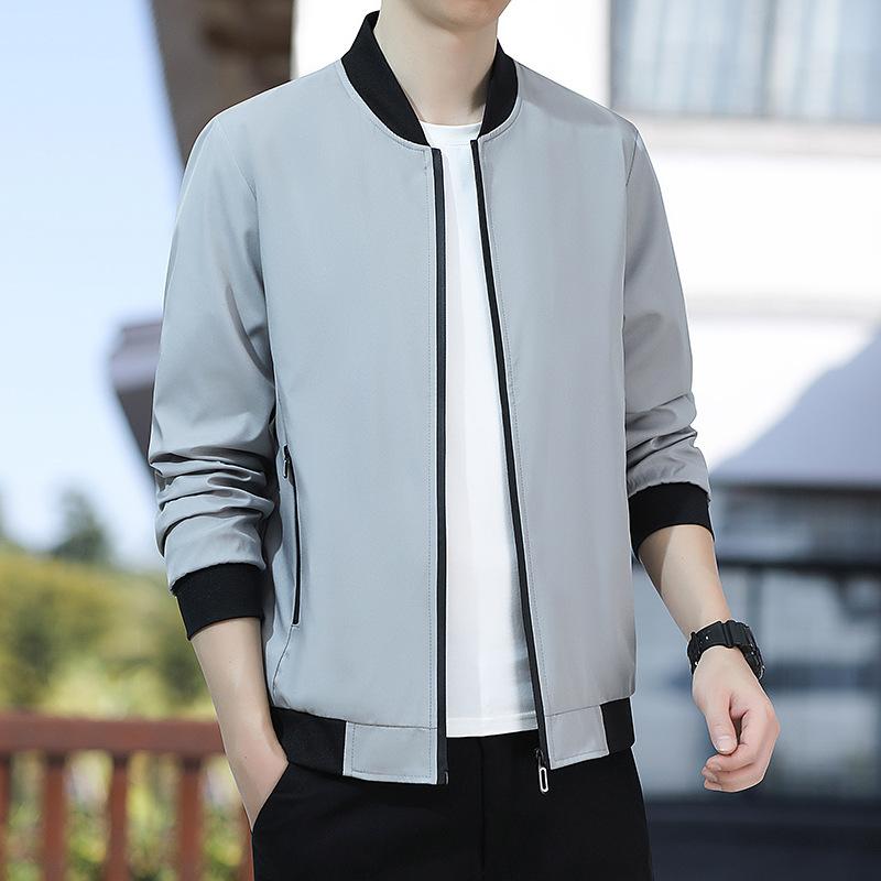 Baseball Collar Spring and Autumn Solid Color Versatile Casual Korean Version Loose Stand-up Collar Top Jacket Jacket