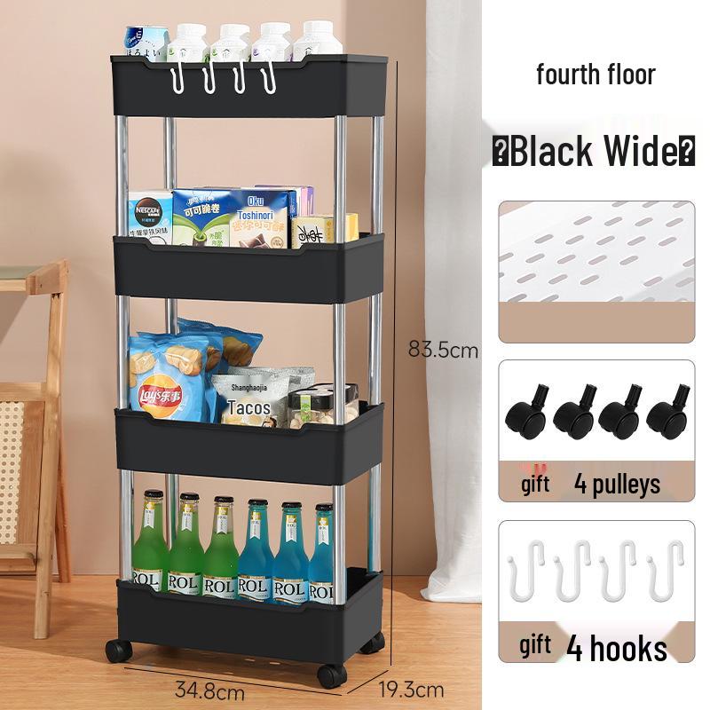 

Тележка Стойка: Многоярусное хранение в зазорах ванной, туалета и кухни