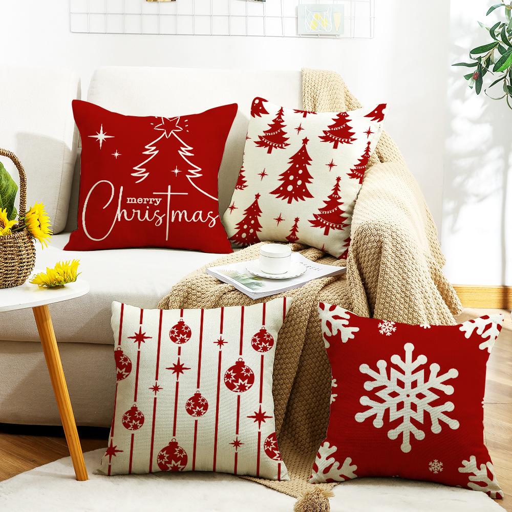 New Snowflake Pattern Element Red Festive Warm Atmosphere Christmas Decoration Home Party Sofa Cushion