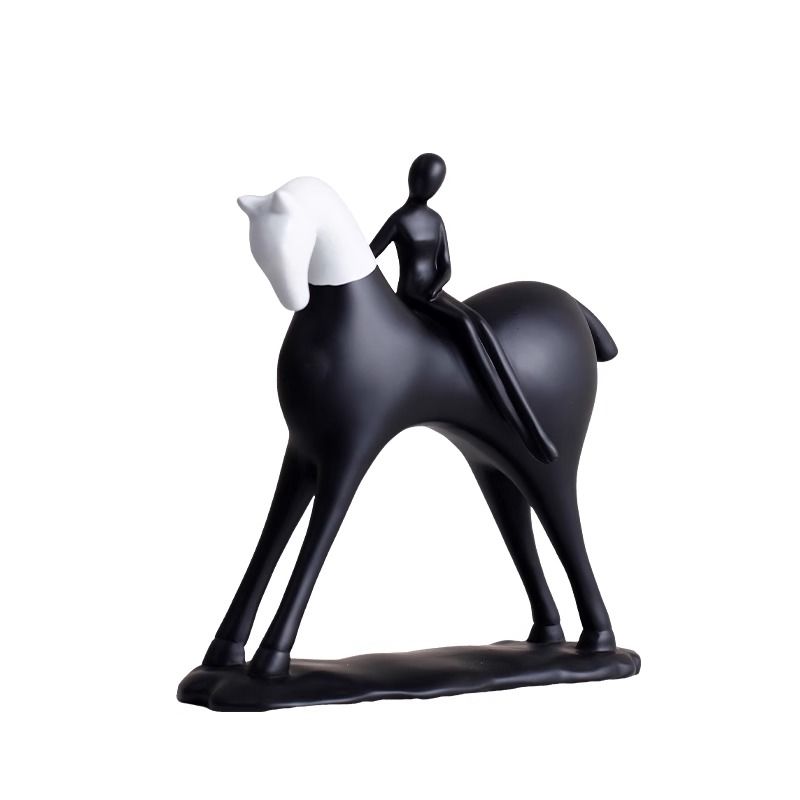 Modern Minimalist Abstract Horseman Resin Ornaments Home Living Room Bookcase Figurines Decoration Store Office Sculpture Crafts