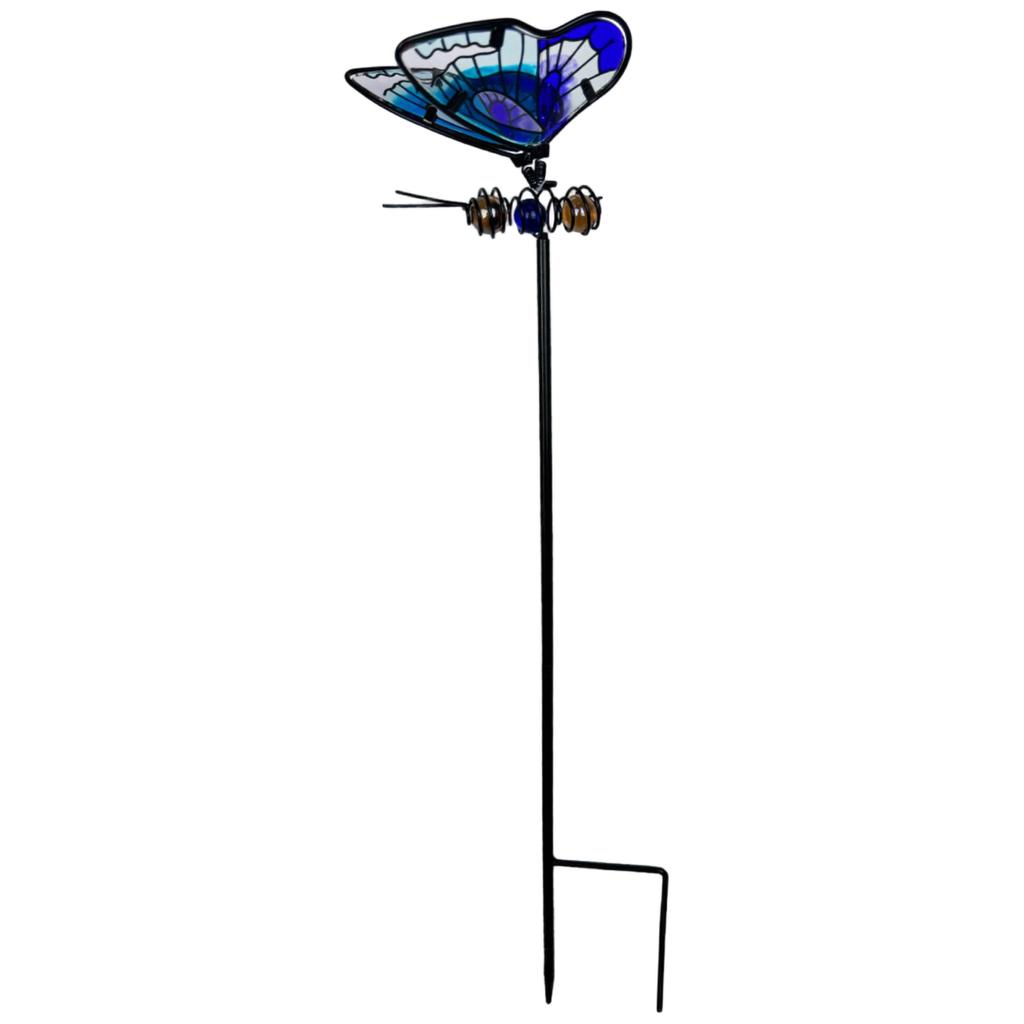 Metal Garden Stake Butterfly and Dragonfly Decorative Plant Pot Ornament Outdoor Yard Lawn Art Sculpture with Ground Insert