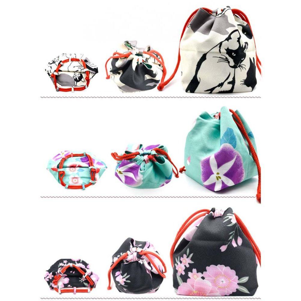 Canvas Bag Japanese Kimono Handbag Small Pouch Bucket Bag Cloth Sundries Storage Bag Children
