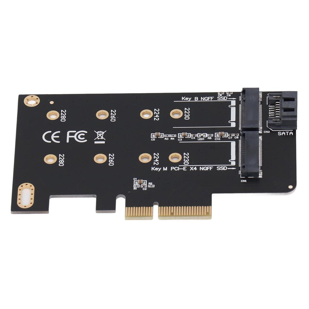 NGFF M.2 to PCIe Adapter Support NGFF B Key M Key PCIe X4 Card with SATA 3.0 Cable for 2242 2260 2280 SSD