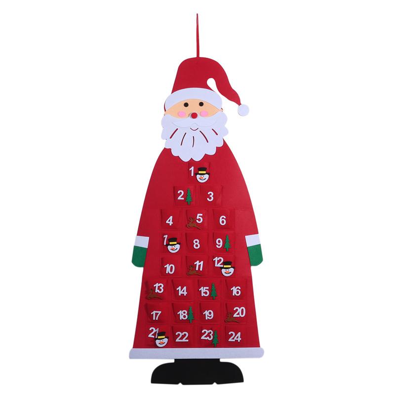 Christmas Felt Advent Calendar Wall Hanging Santa Advent Calendar with Pockets 24 Days Kids Toys For Children Christmas Gift