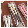 Cutlery Fork Stainless Tableware Chopsticks Rabbit Portable Supplies Dinnerware Spoon Cartoon Lunch Kitchen Steel Travel Sets