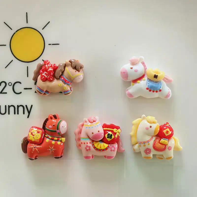 10Pcs Cartoon Cute Pony Resin Charms Fun Zodiac Horse Ornaments DIY Phone Case Refrigerator Magnet Hair Clip Accessories