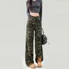 Street Camouflage High-waisted Tooling Jeans Spring and Autumn New Design Loose Straight Mopping Jeans