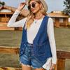 Әйелдер сәнді джинсы Күзгі және қысқы жеңсіз күнделікті пиджак