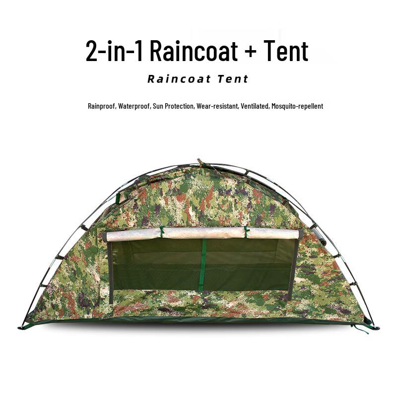 2-in-1 Camouflage Raincoat Tent 76