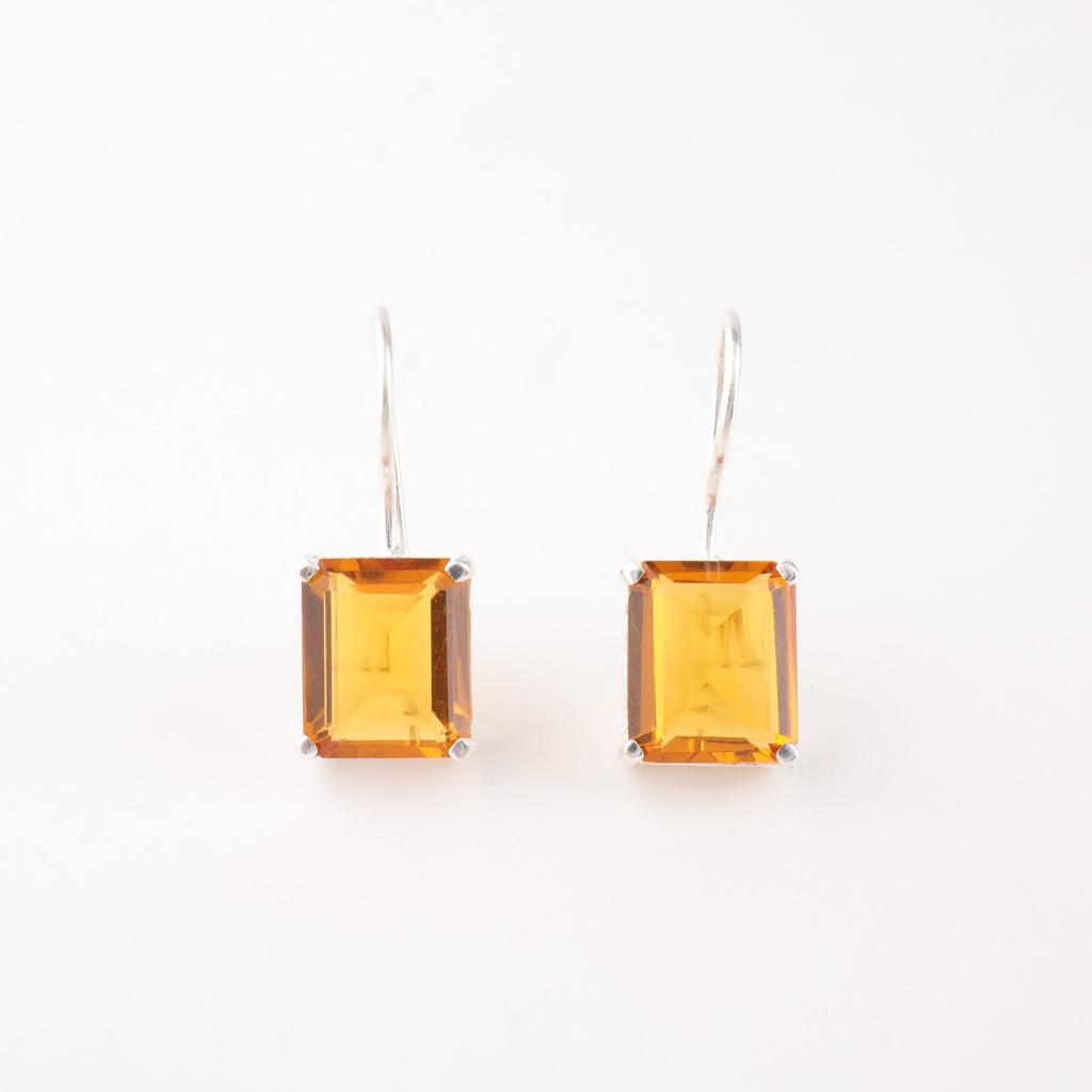 Naturalny Cytryn Kamień Szlachetny Srebro Próby 925 Biżuteria Ręcznie Robione Kolczyki 1.06" EE-167-2