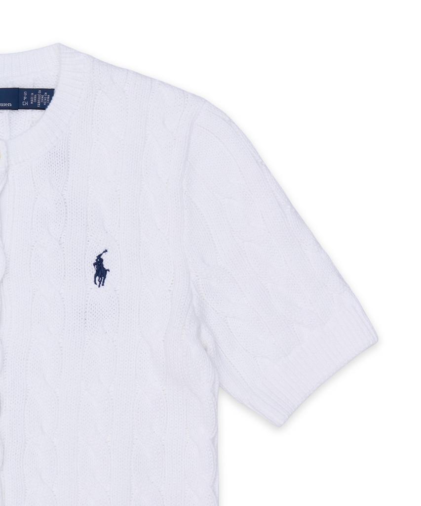 POLO RALPH LAUREN Cable Knit Cotton Short Sleeve Cardigan - White