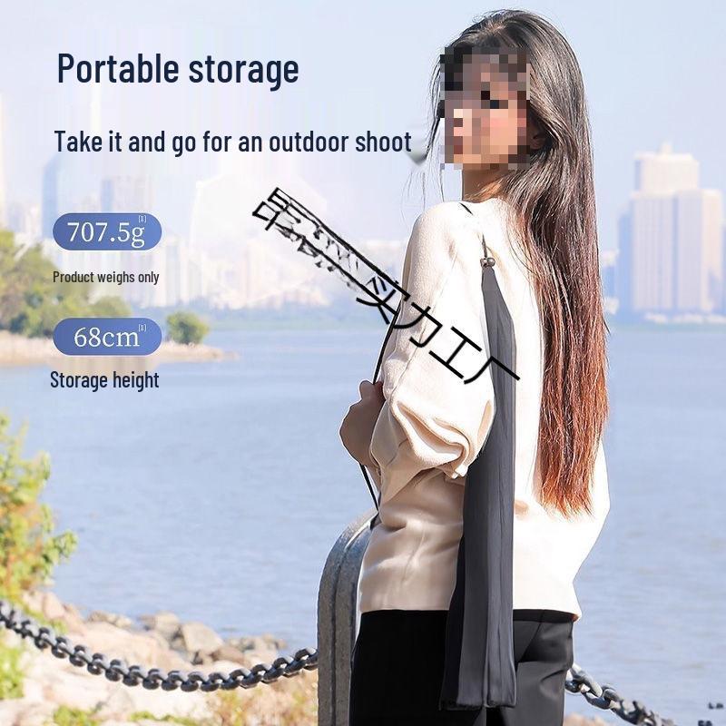 Multi-Angle Live Streaming Floor Tripod with Dual Phone Mount & Fill Light