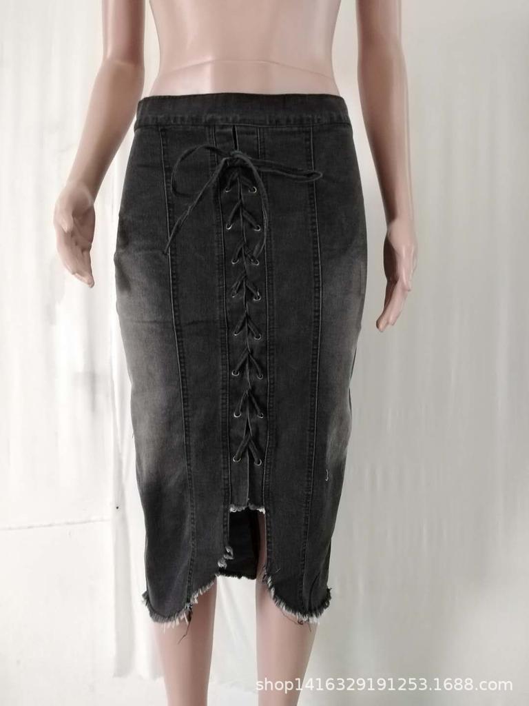 Four-color Eight-size Strap Corns Wash Denim Skirt