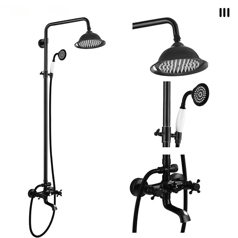 TLXT Antique Style Black Shower Set