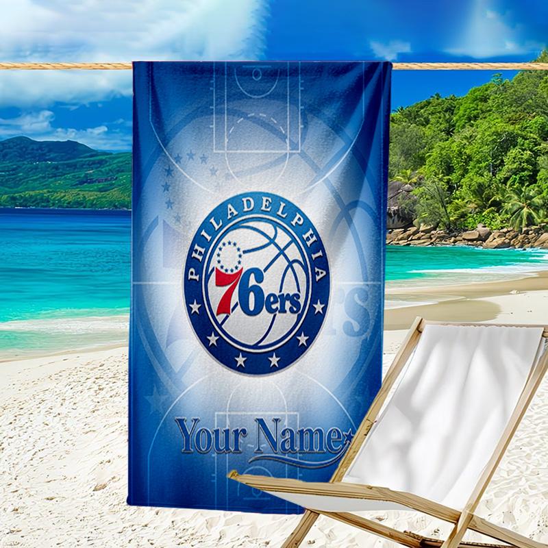 Custom Name Beach Towel Philadelphia Basketball Team Beach Towel, Soft Microfiber, Gift for Her/Him, Birthday, for Pool, Beach, Travel, Fan gifts