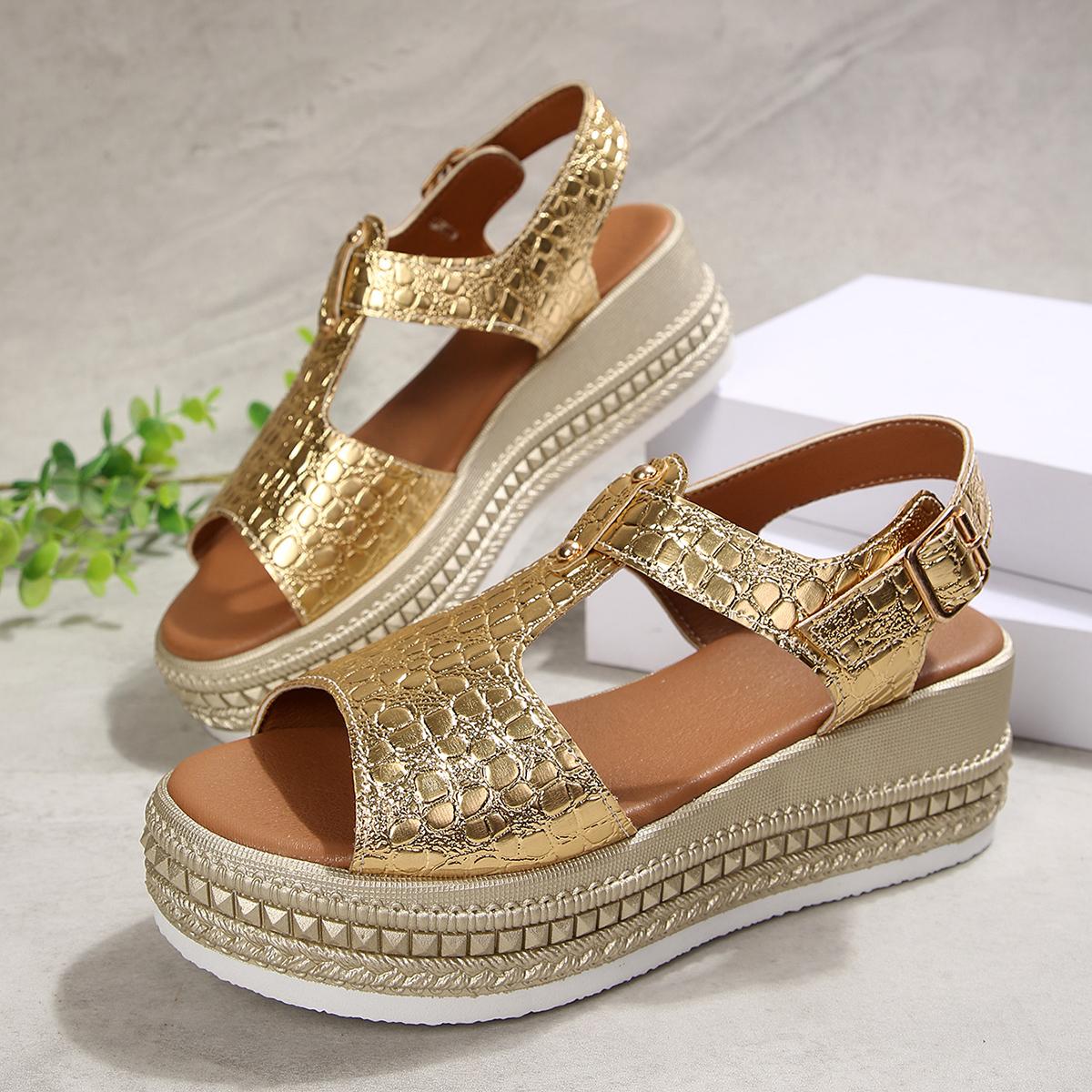 Zomer Metalen Grote Maat Vismond Sleehak Sandalen Dames Bodem Waterdicht Platform Ontwerp Verhoogde Open Teen Sandalen 37 brown