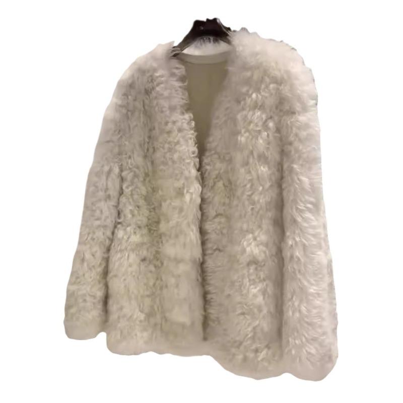 Autumn and winter new fur integrated lamb plush imitation fur coat women's coat short curly top