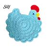 Chicken Coop Decoration Crochet Hen Coaster, Handmade Shape Knitted Mat Handcrafted Coaster for Coffee Cup, Cute Kitchen Countertop Bar Accessory