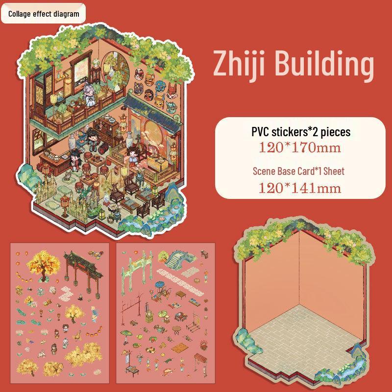 Herr. Papier Chinesischer Stil 3D Miniatur Hütten Aufkleber: 'Ein Termin mit dir' Journal-Serie