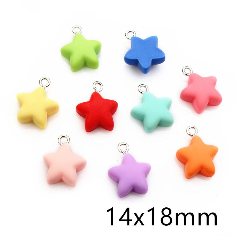 10Pcs Random Colors Mixed Star Heart Cake Charms Resin Glitter Cute Necklace Keychain Pendant DIY Keychain Making Accessories