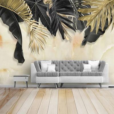 3d Wallpaper Black Gold Leaf Marble Texture Mural Living Room Tv Sofa Bedroom Background Wallpaper 3d