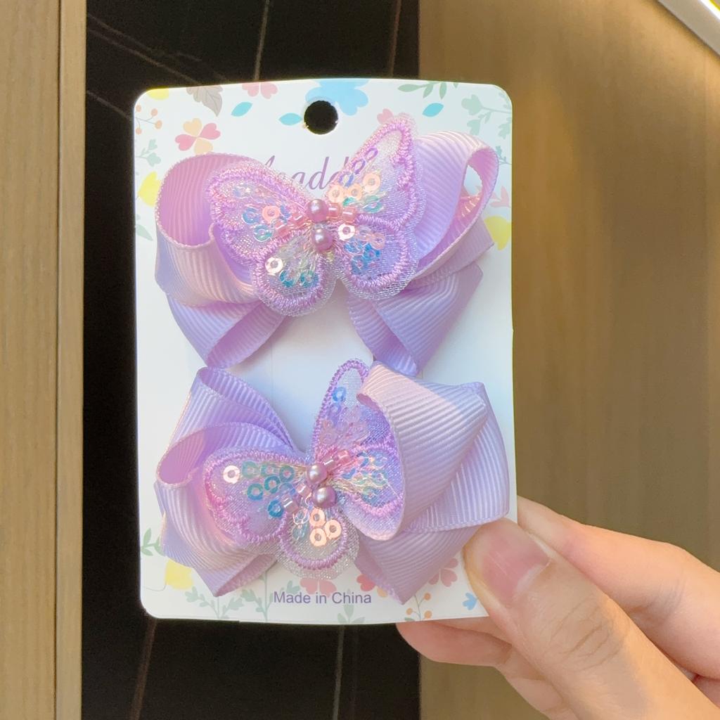 2 Stück Neue Mode Einfarbig Schmetterling Haaraccessoires Haarspangen Mädchen Pailletten Perle Haarnadeln Kinder Niedliche Haarspangen Geschenk