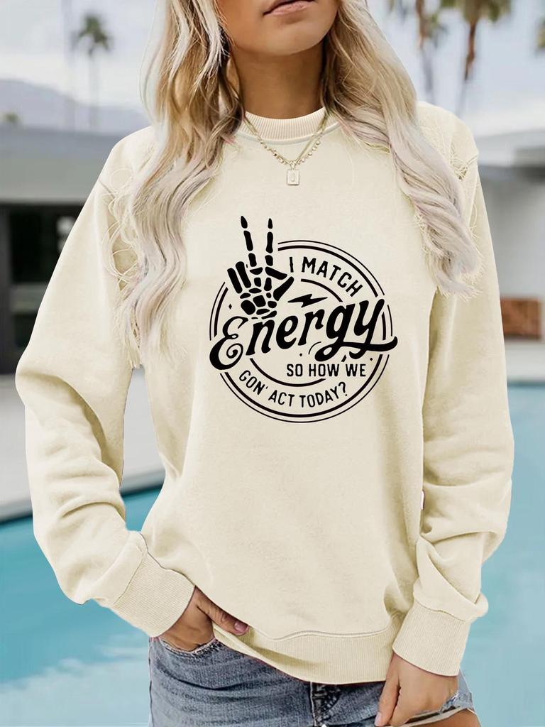 Autumn/Winter Women's Casual Long-Sleeve Hand-Print Pullover Hoodie