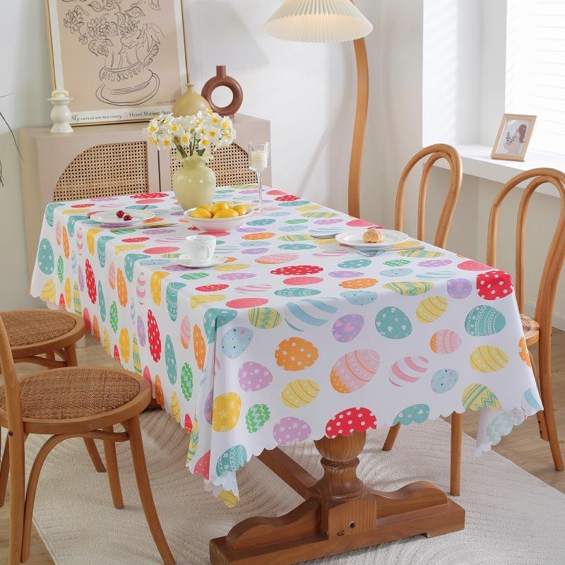 Easter Waterproof and Oil Proof Tablecloth Home Decoration Tablecloth Rectangular Anti Scald and Wear-resistant Easy To Maintain