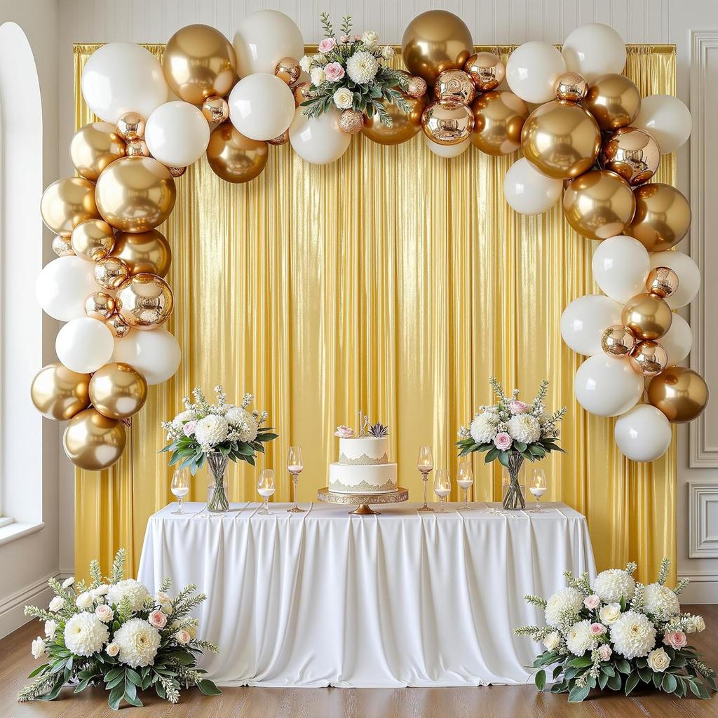 5x10FT Gold Sequin Backdrop Curtain - 1 Panel Wrinkle-Free Glitter Drapes for Photography, Birthdays, Weddings & Graduations