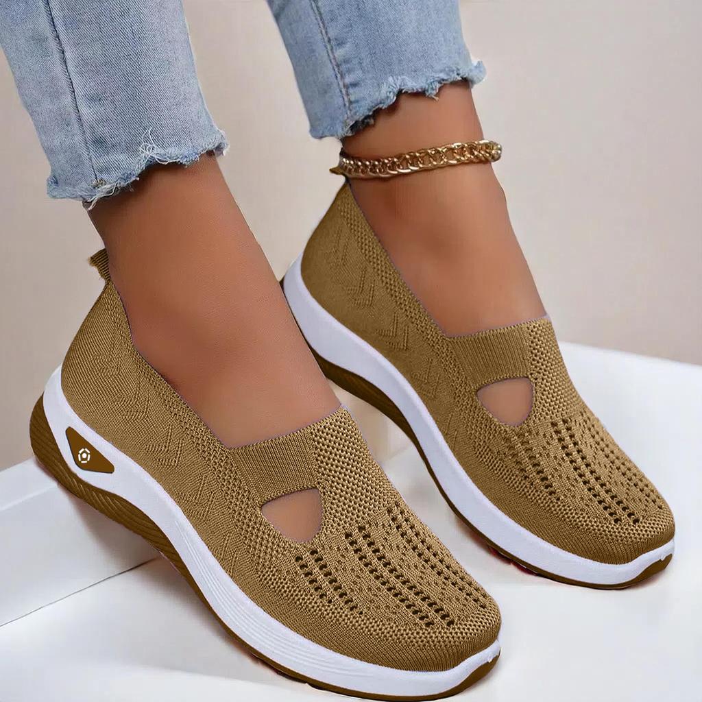 Women's Breathable Mesh Shoes Women Knit Flat Shoes 2026 Summer Women's Shoes Non-slip Lightweight Soft Sole Ladies Casual Shoes