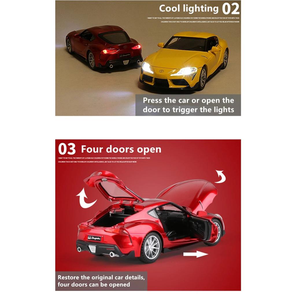 Diecast 1/32 Alloy Model Cars Toys Toyota Supra JDM Miniature Dream Supercar for Children Collectible Gifts Metal Vehicles Boys Hottoys