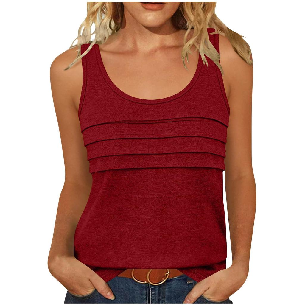 Women's Casual Tunic Tops To Wear With Leggings Sleeveless Summer Color Shirts Tanks Blouses