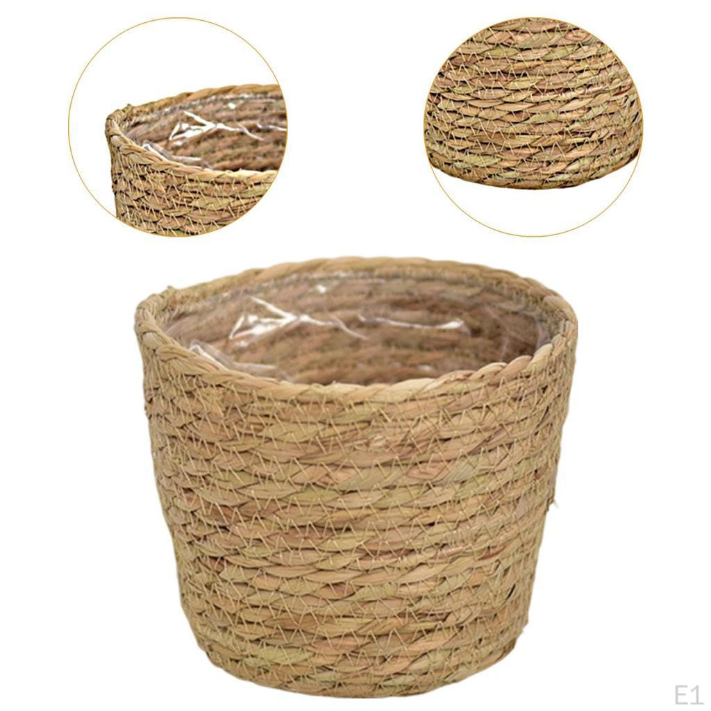 Woven Flower Pot Basket, Nordic Style Hug Bucket for Living Room Balcony Decor, Green Plant