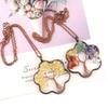 Vintage Winding Tree Root Sunflower Tree Of Life Necklace Gravel Crystal Pendant Necklace N69