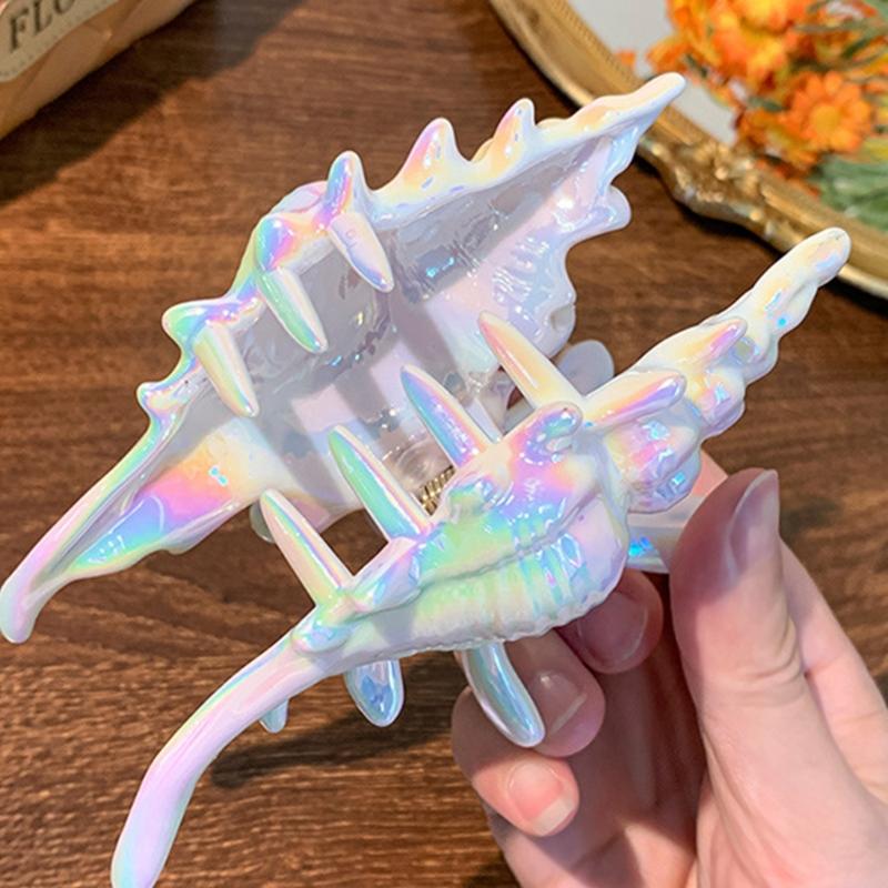 2PCS Large Conch Hair Claw Clip For Women Stylish Acrylic Marine Theme Design Secure Holder Hair Clamp Hair Accessory