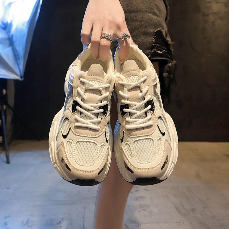 Thick-soled casual sneakers for women's autumn breathable spring and autumn new explosive dad shoes for women versatile running shoes 2025