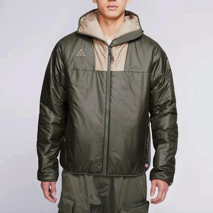 Nike ACG Thermal Colorblock Hooded Cotton Jacket Men Outerwear Green CD7651-325