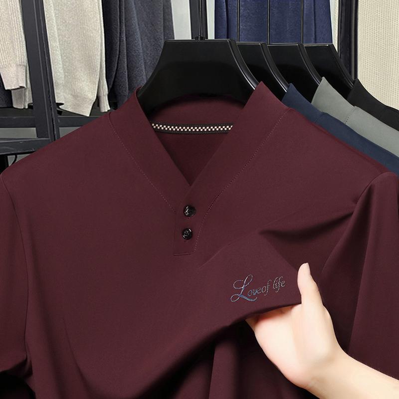 Luxury Brand Quality Men'S V-Neck T-Shirt Autumn Fashion Solid Color Print Long Sleeve Comfortable Casual Versatile Menswear Top