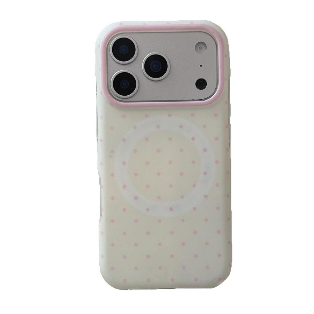 Round Edge Polka Dot Magnetic Phone Case for iPhone 14/13/12 Pro Max