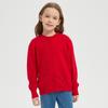 Solid Color Unisex Kids Cotton Cardigan Thin Knit Round Neck Outerwear