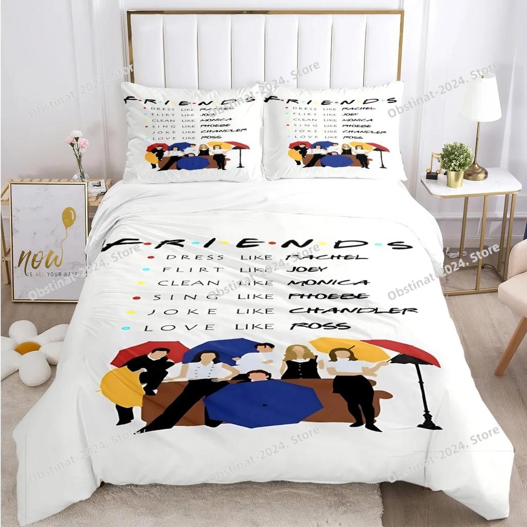 Friends Funny anime All Season Duvet Cover Comforter Bedding set Ultra Soft Quilt Cover and Pillowcases SingleDoubleQueenKing