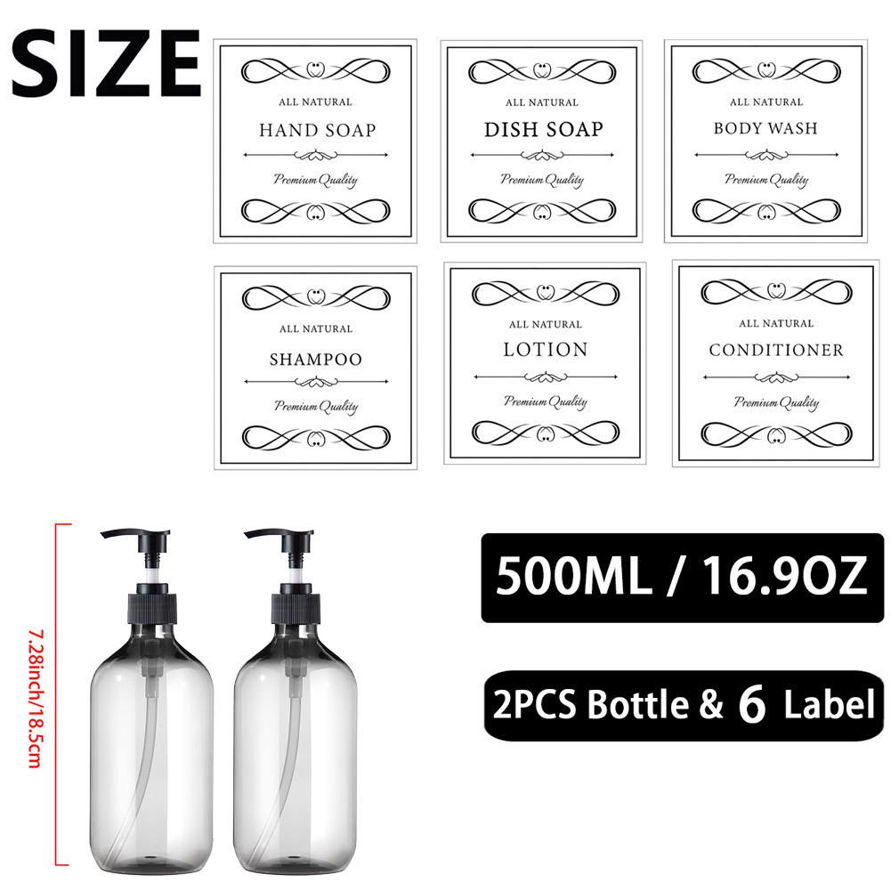 

Бутылка-дозатор для мыла на 500 мл с белой водонепроницаемой этикеткой для шампуня-кондиционера для мытья тела для ванной комнаты