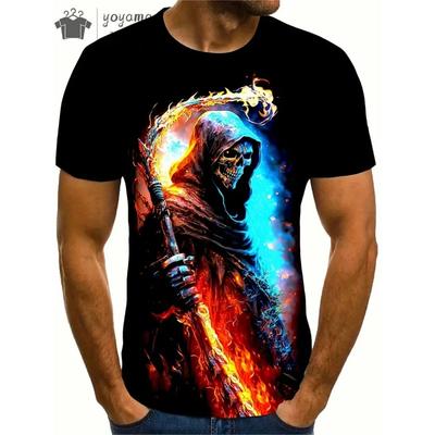 Summer Street Horror Skull Thrilling Design 3D Printed Gothic Hip-Hop Men's