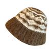 Fair Island style knitted bucket hat women's autumn and winter high-end thermal basin hat big head circumference versatile wool bucket hat
