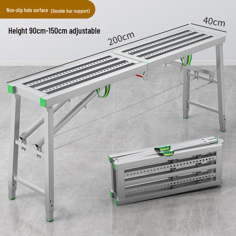 Folding Heightened Trestle Ladder and Putty Scraper for Construction