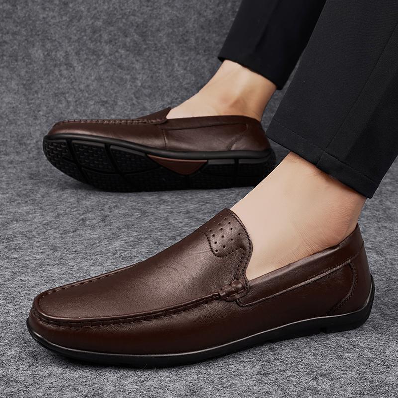 Fashion Brand Outdoor Driving Shoes Genuine Leather Men Casual Business Shoes Classic Soft Leather Dress Loafers Antiskid Walking Shoe