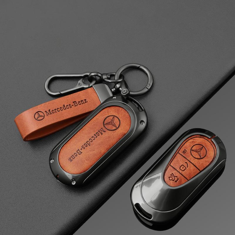 Car Zinc Alloy Leather Key Case Cover Remote Shell For Mercedes Benz AMG 2022 C S Class W206 W223 S350 C260 C300 S400 S450 S500 DQRST1