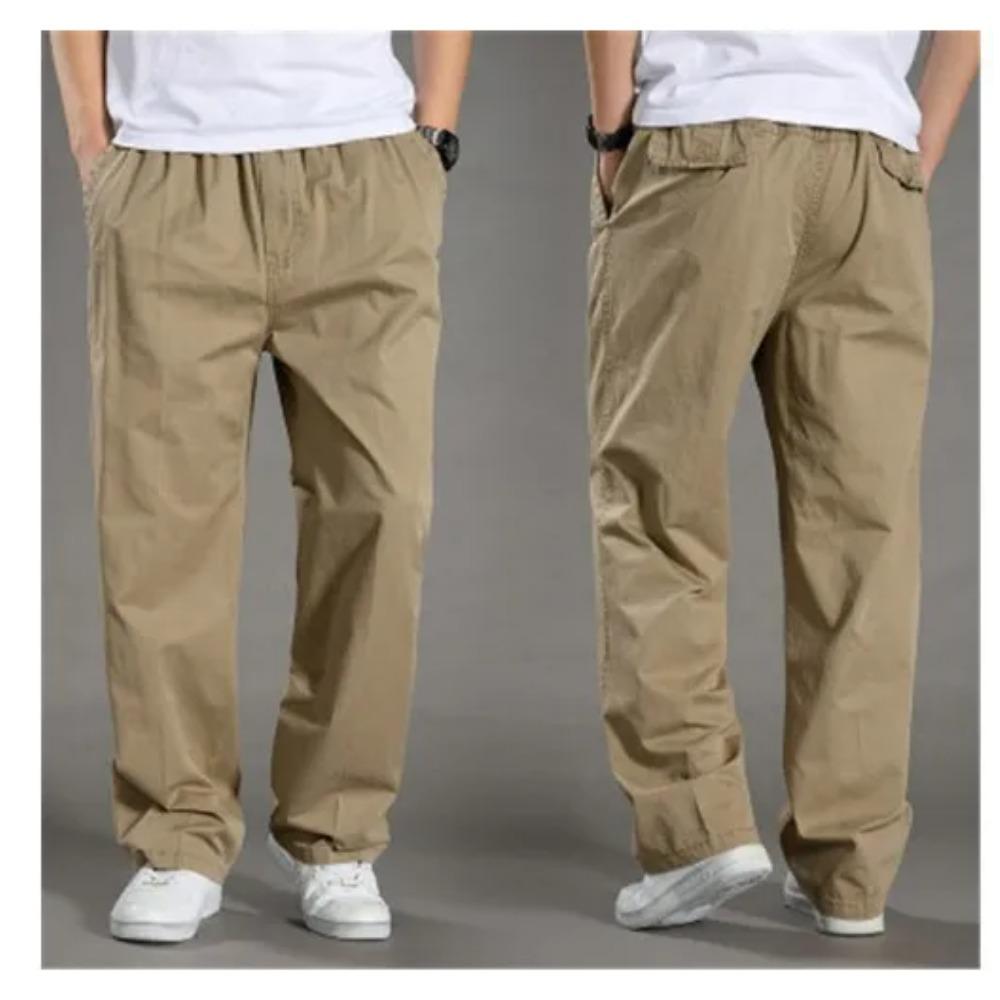 Pantaloni casual da uomo sottili primaverili e autunnali, pantaloni da lavoro, grandi dimensioni, larghi, lunghi, cargo, vita elastica, leggeri